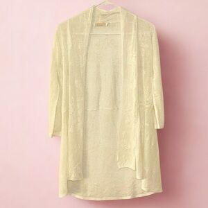 Christina | Off-White Floral Knit Cardigan | Size M | Lightweight Layer